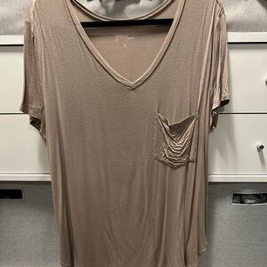 Grace & Lace Women's Short Sleeve Tan Top